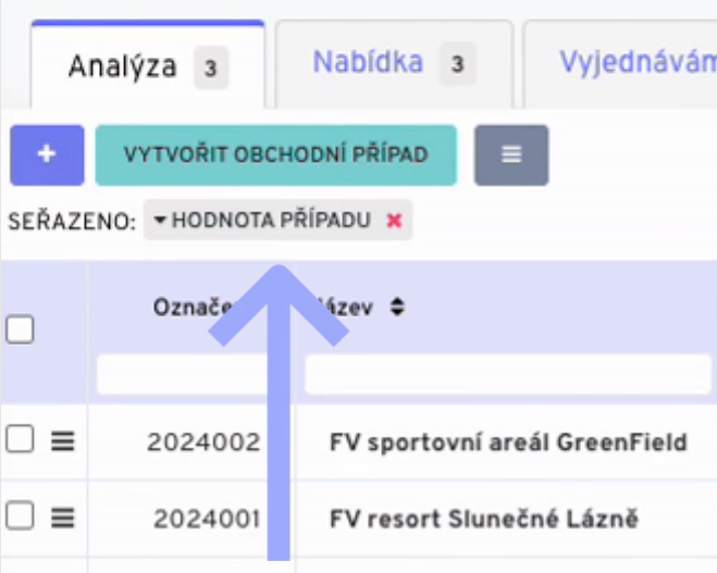 Indikátor řazení sloupce